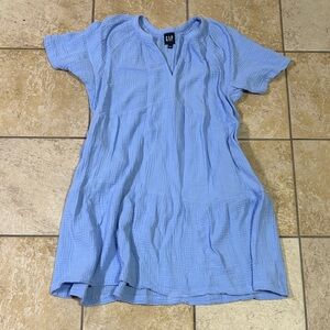 GAP Sky Blue Textured V-Neck Dress